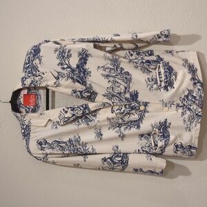 Vintage Liz & Co. Victorian Toile Blazer Jacket Size Medium